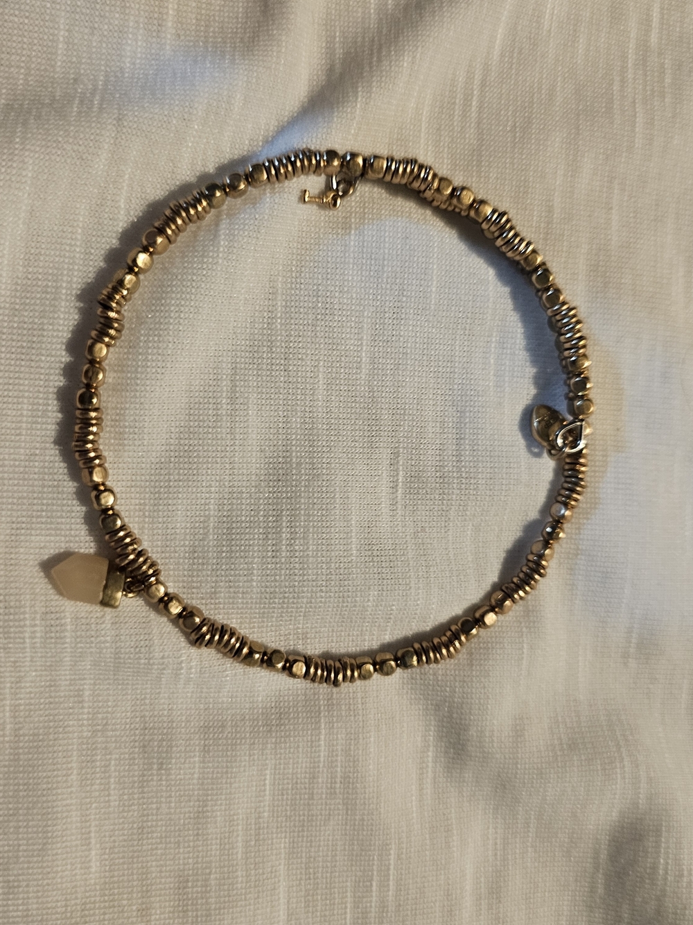 Gold Beaded Women's Bracelet with Pendant